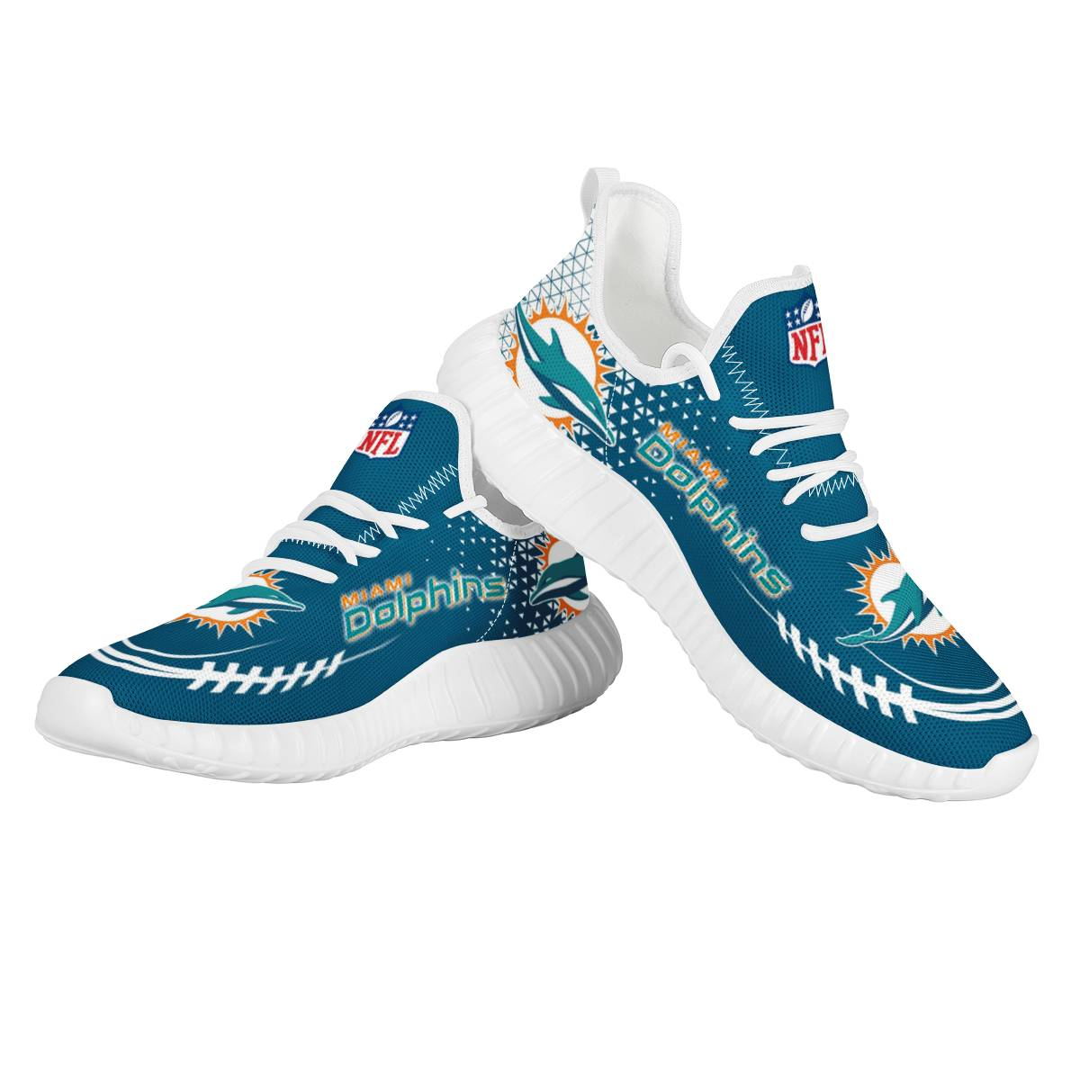 Men's Miami Dolphins Mesh Knit Sneakers/Shoes 012